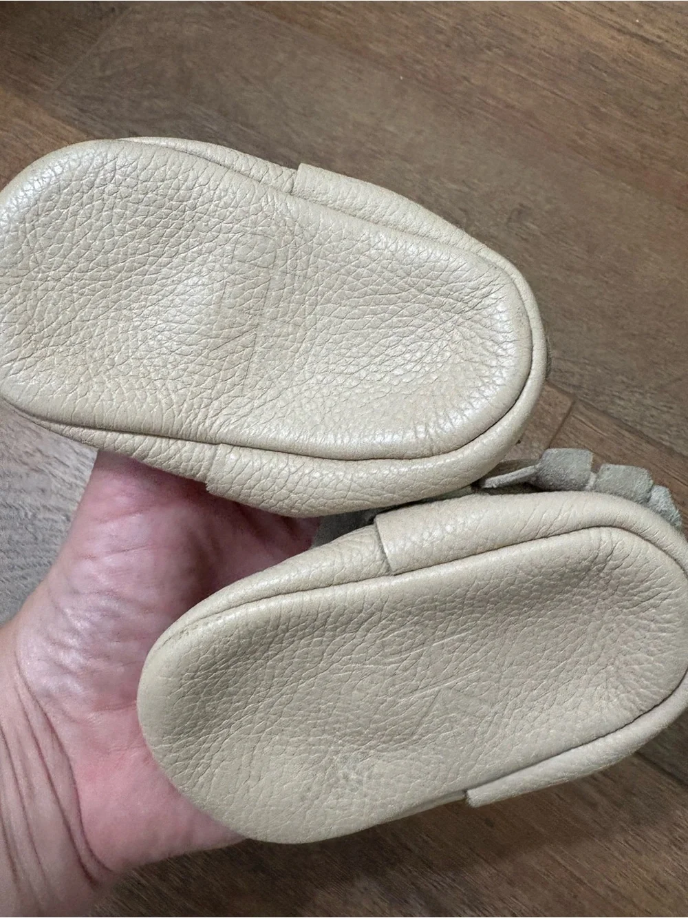 Freshly Picked Baby Moccasins Size 2 Cream Taupe Fringe Soft Sole